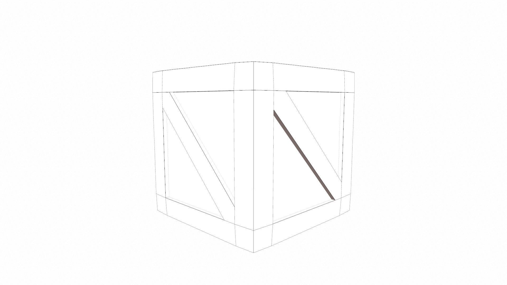 Wooden Box Low-poly 3D model_8