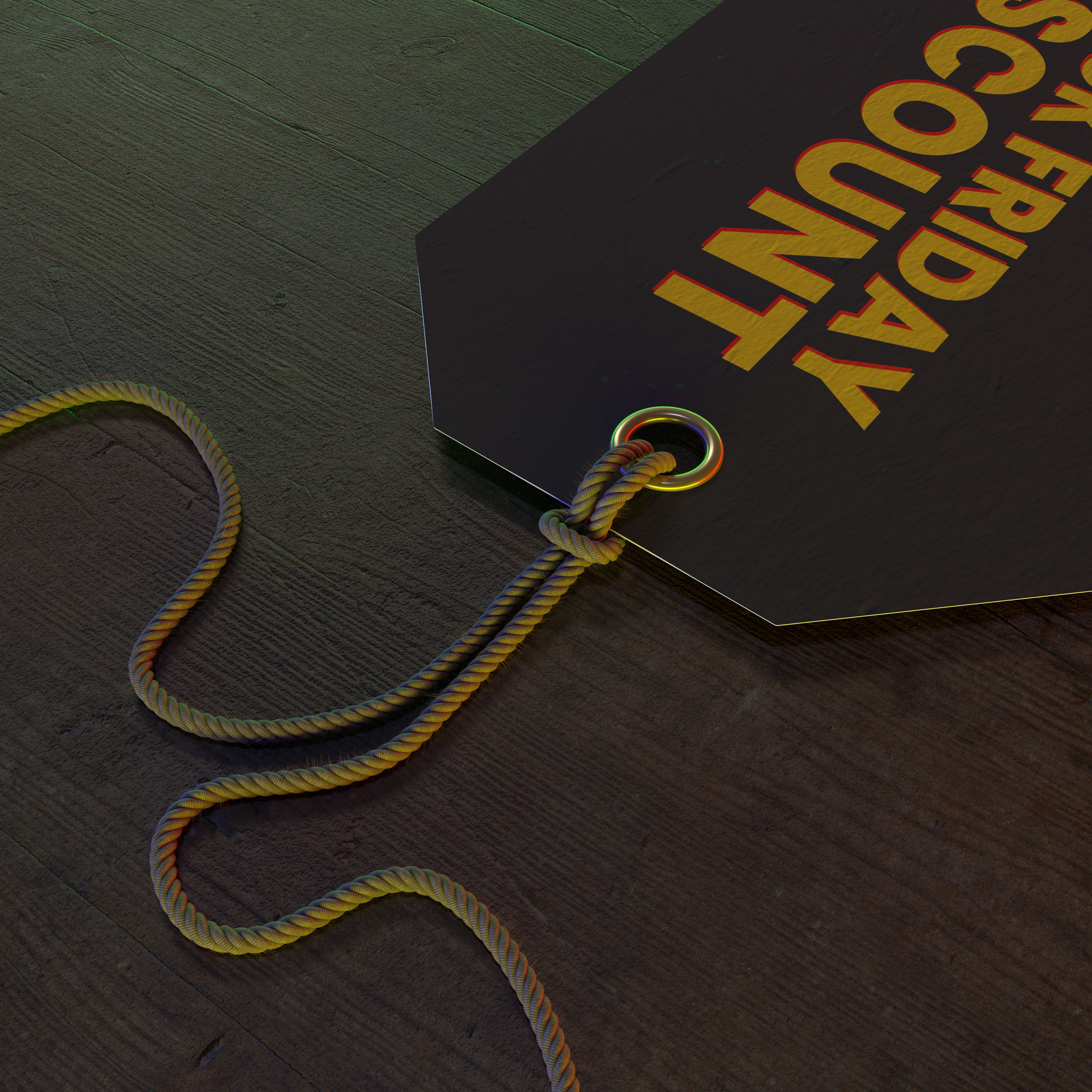 Price Tag with Extendable and Editable Rope 3D model_4