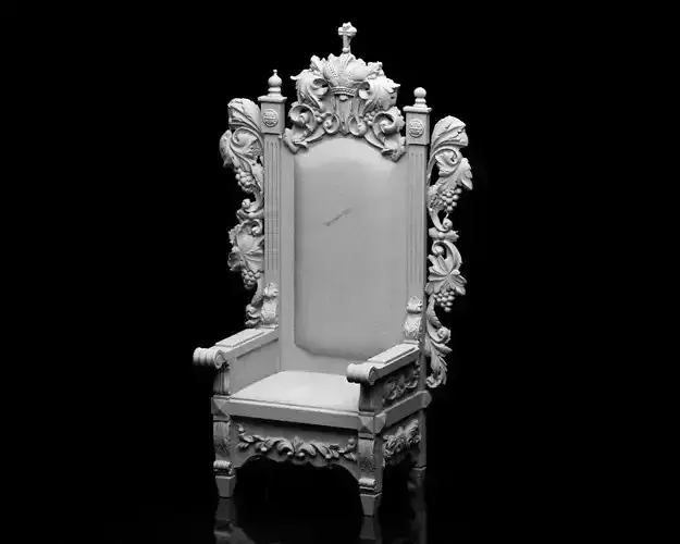 001561 Unprocessed 3D scan of an ornately carved throne