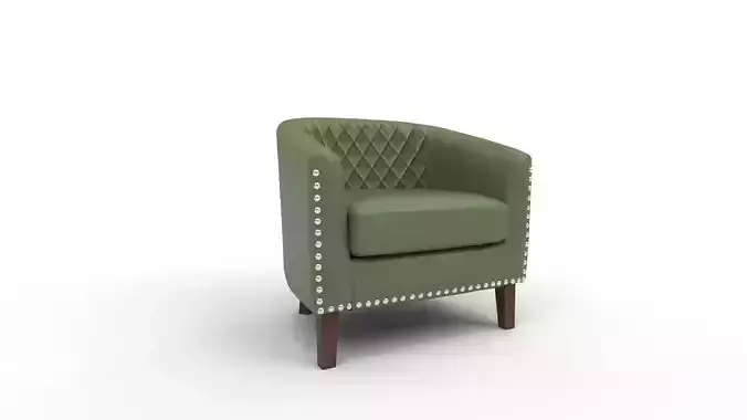 Leather Barrel Accent Chair