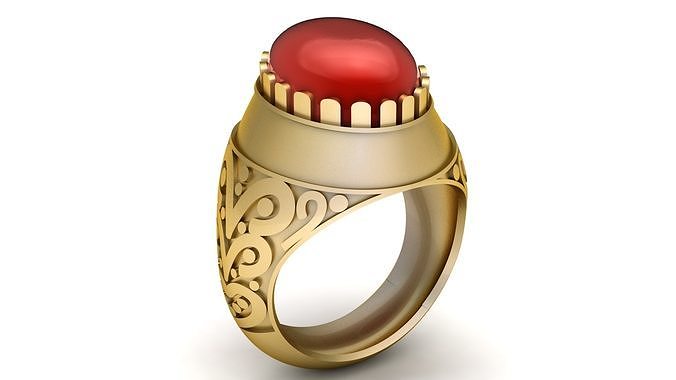 RED PEARL RING FOR MEN 3D PRINTABLE MODEL 3D print model