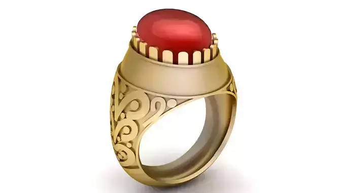 RED PEARL RING FOR MEN 3D PRINTABLE MODEL