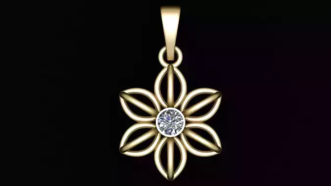 JASMINE FLOWER DIAMOND PENDANT 3D PRINTABLE MODEL