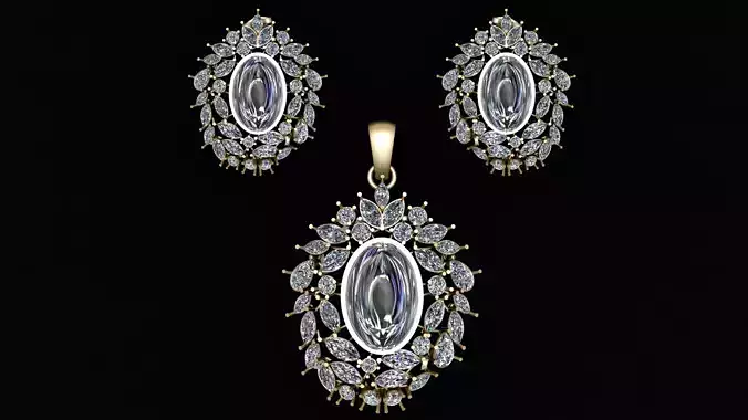 OVAL SHAPE DIAMOND LOCKET SET 3D PRINTABLE MODEL