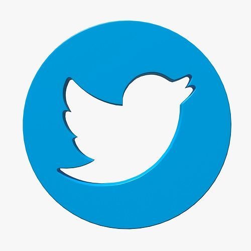 Twitter symbol Low-poly 3D model