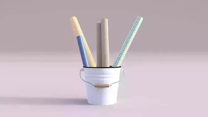 Christmas Bucket with Rolls Low-poly 3D model