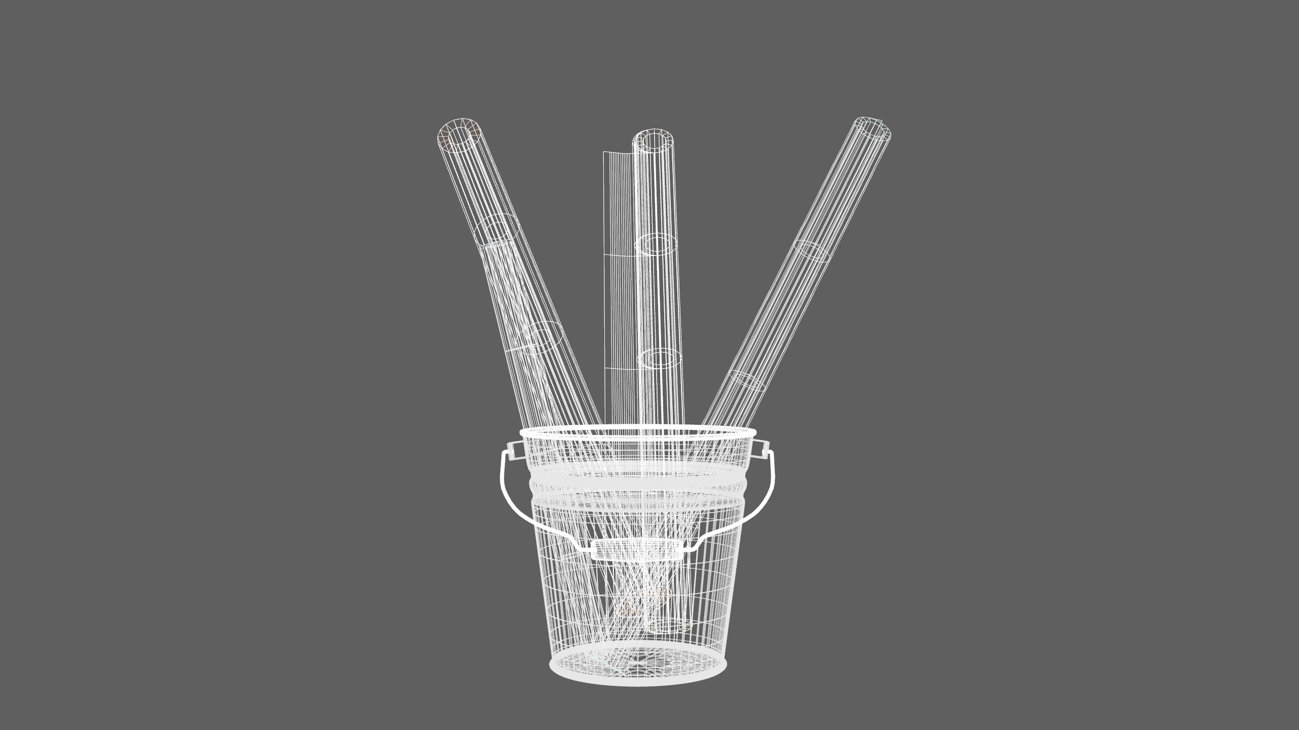Christmas Bucket with Rolls Low-poly 3D model_9