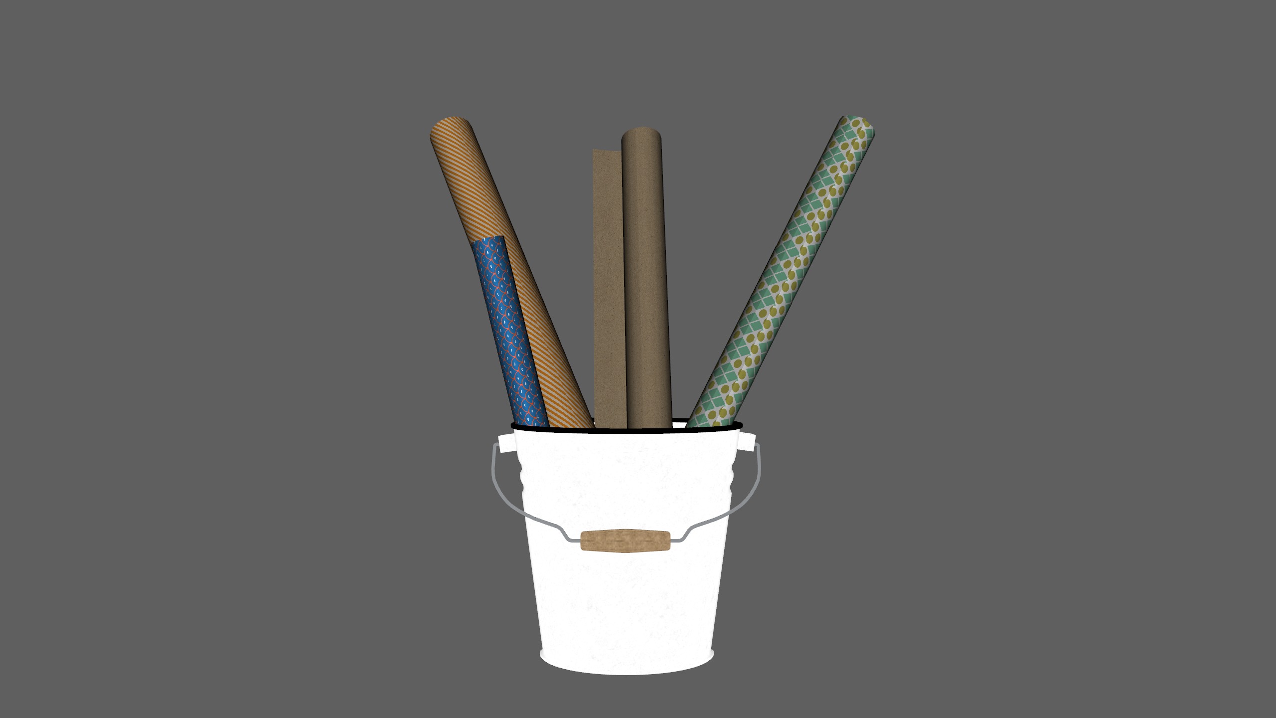 Christmas Bucket with Rolls Low-poly 3D model_12