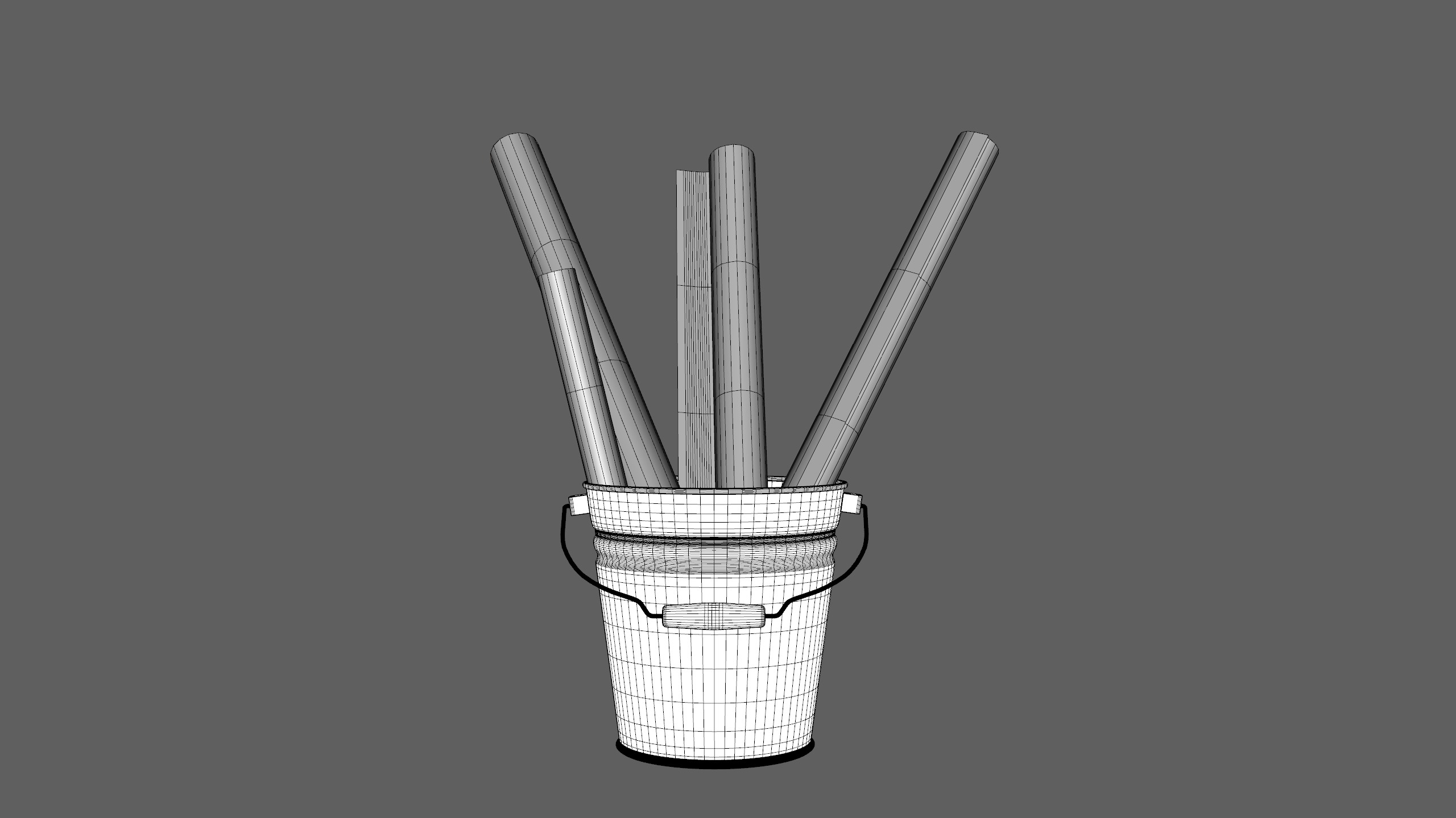 Christmas Bucket with Rolls Low-poly 3D model_10
