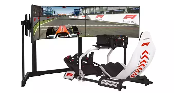 Playseat Formula Instinct F1 Edition Racing Chair and 3 Monitors 3D model