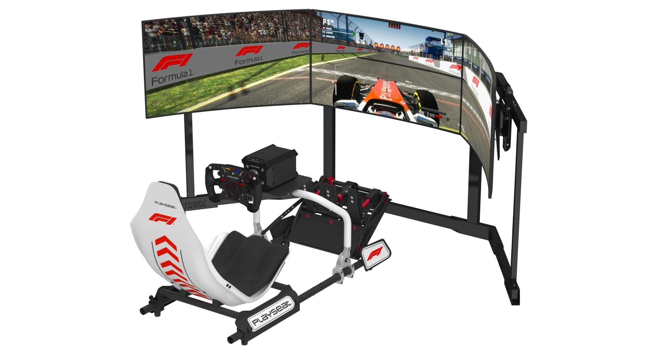 Playseat Formula Instinct F1 Edition Racing Chair and 3 Monitors