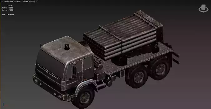 3D model of a military truck equipped 3D model