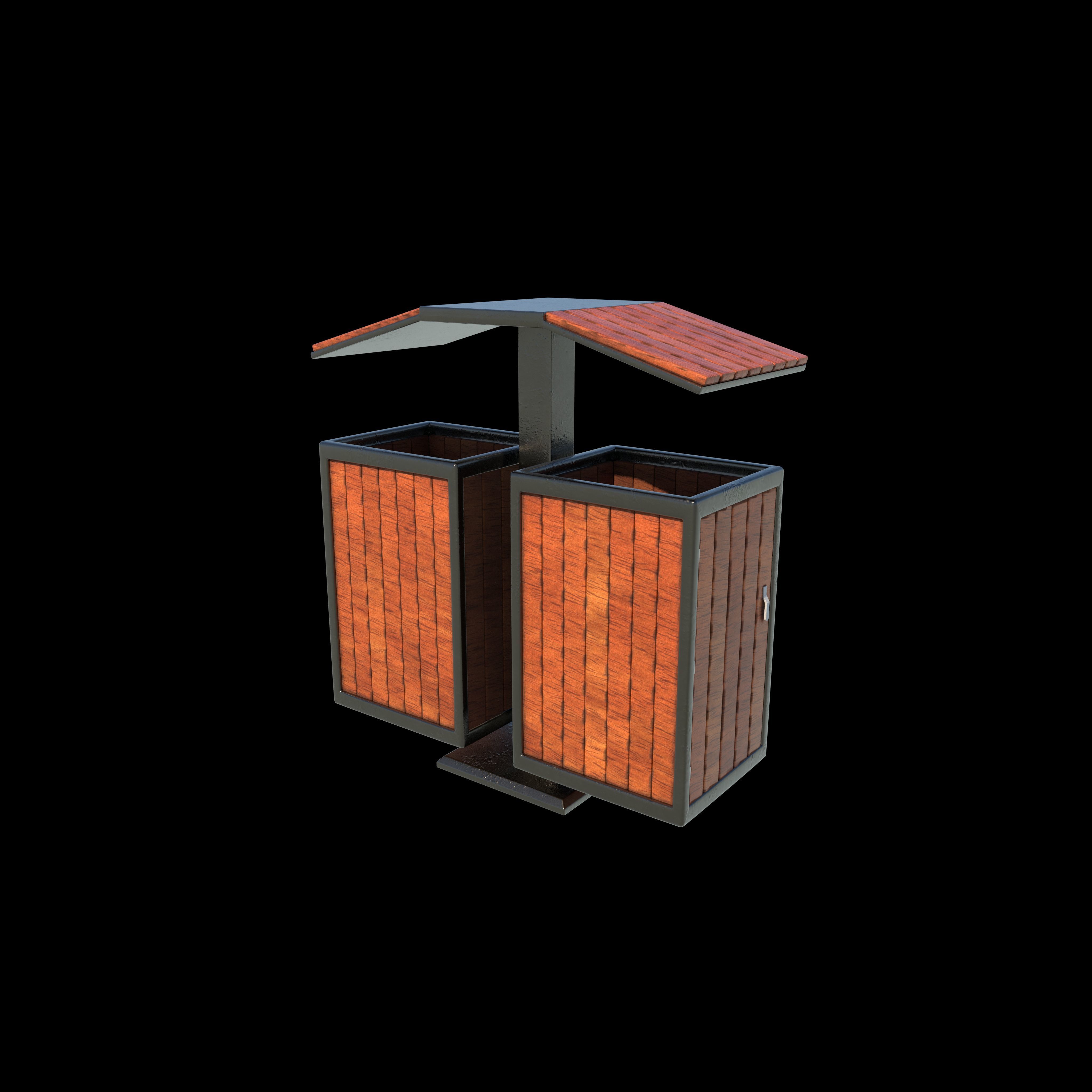 Outdoor Trash Bin 03 3D model_2
