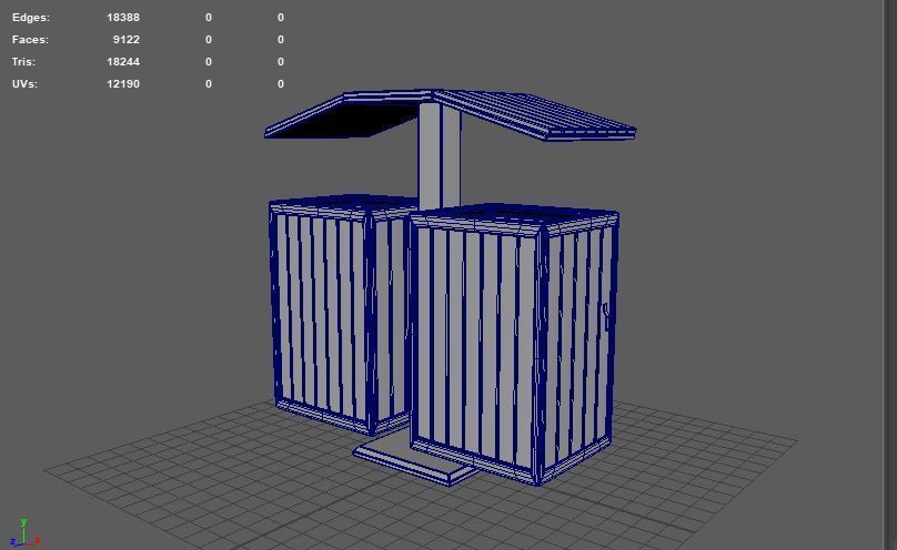 Outdoor Trash Bin 03 3D model_9