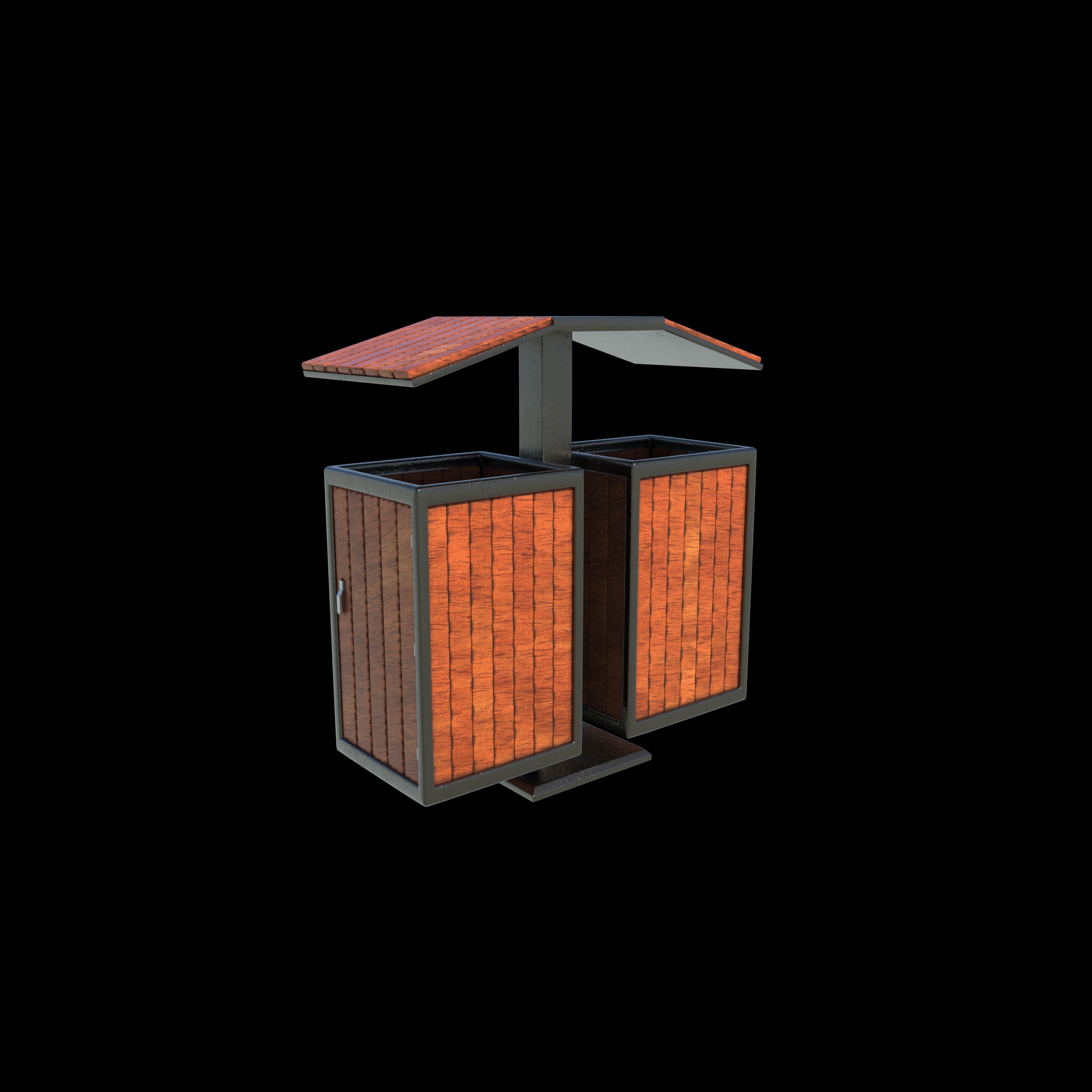 Outdoor Trash Bin 03 3D model_8