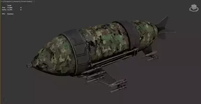 3D model of a missile or torpedo-like object