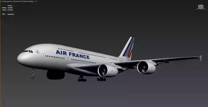 3D model of an Air France airplane specifically an Airbus A380
