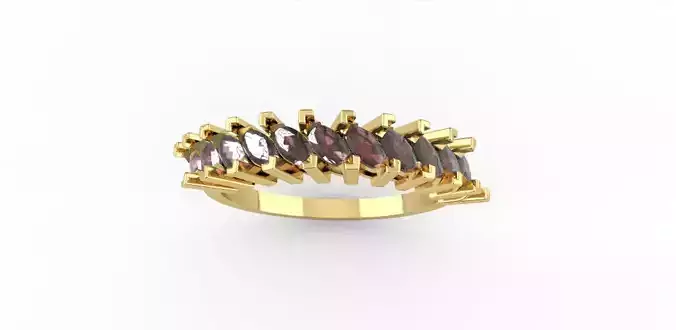 Wedding Band Guard with 11 Navette Stone 2x4mm