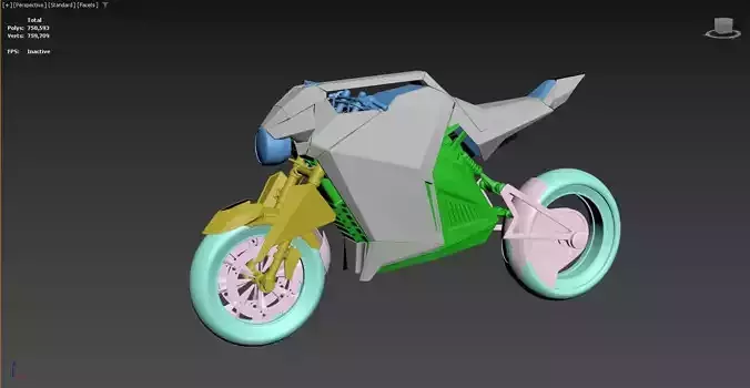 3D model of a futuristic motorcycle
