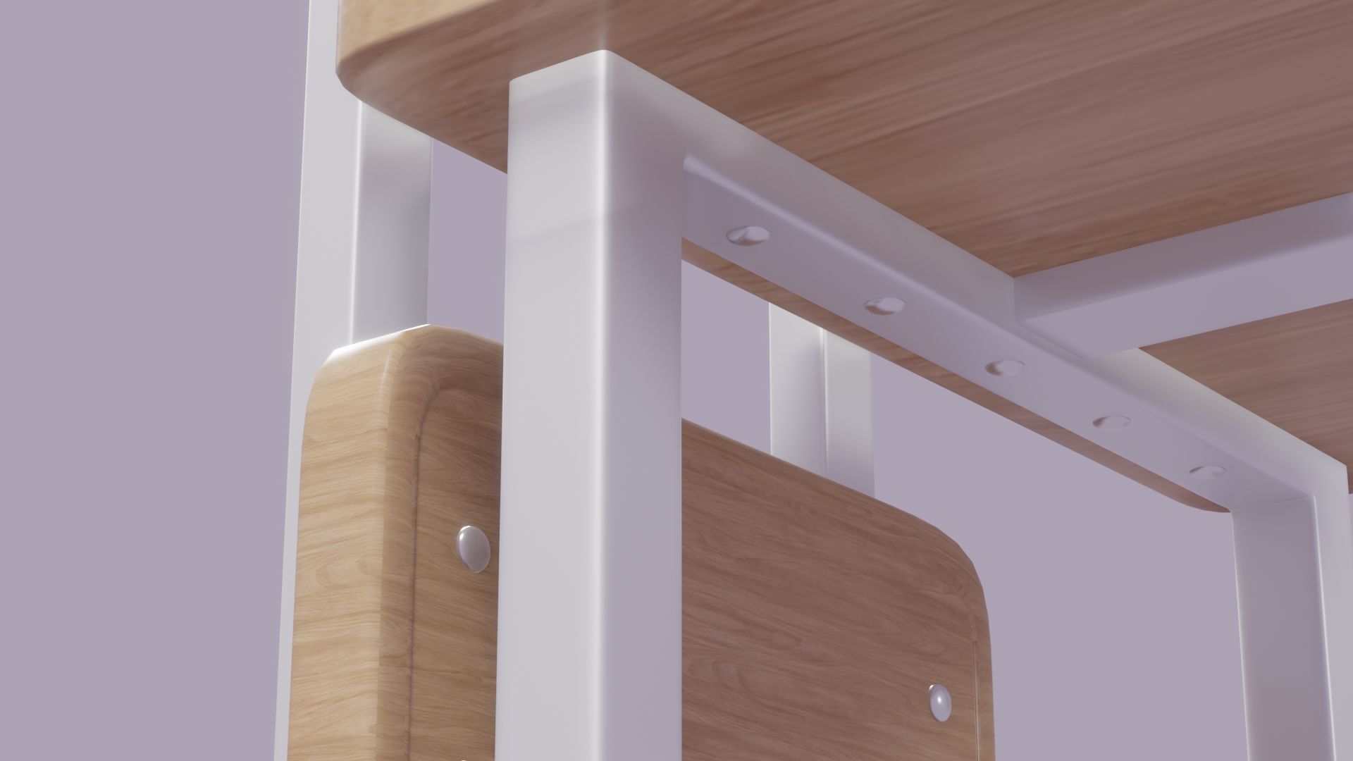 Low Poly 3D Blender Desk-table-chairs Low-poly 3D model_7