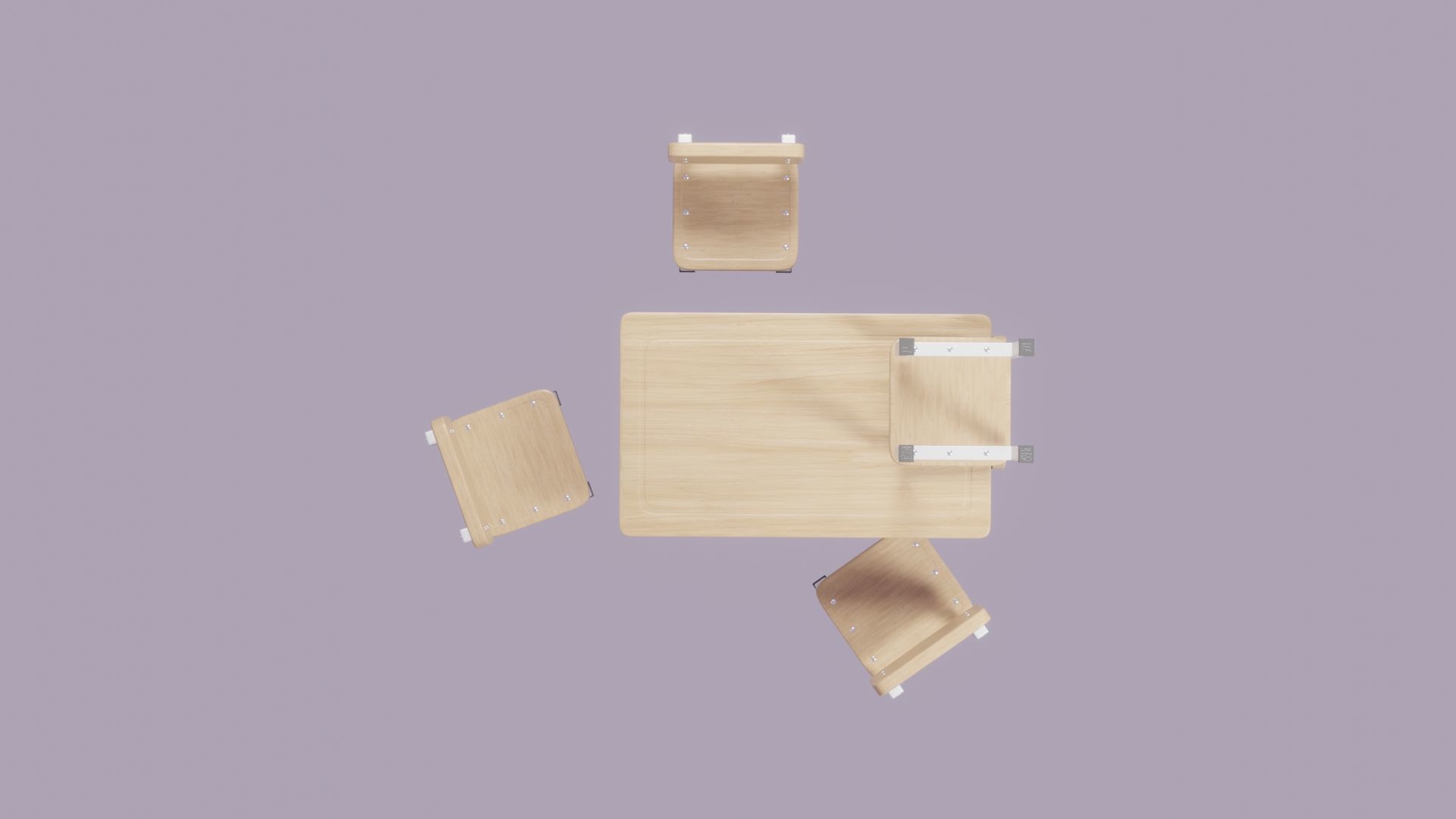 Low Poly 3D Blender Desk-table-chairs Low-poly 3D model_5