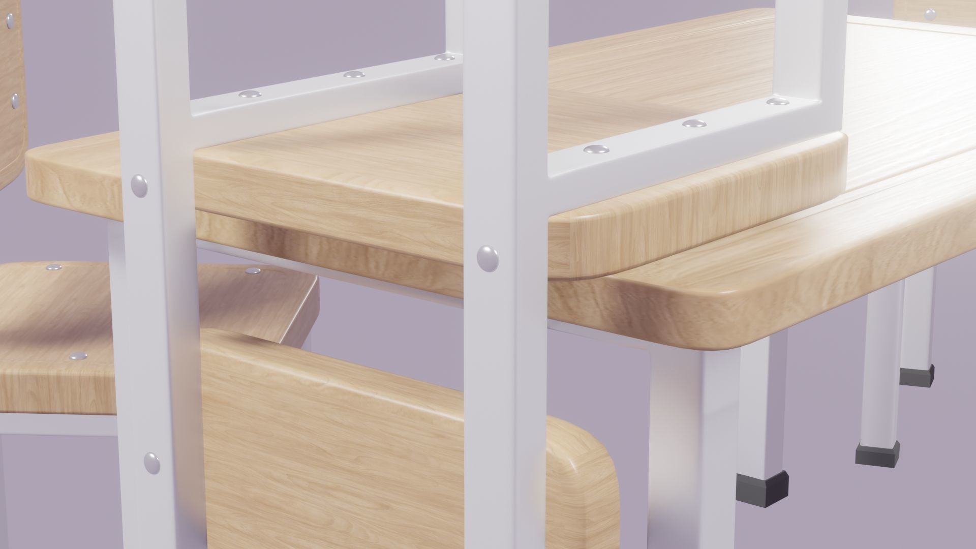 Low Poly 3D Blender Desk-table-chairs Low-poly 3D model_4