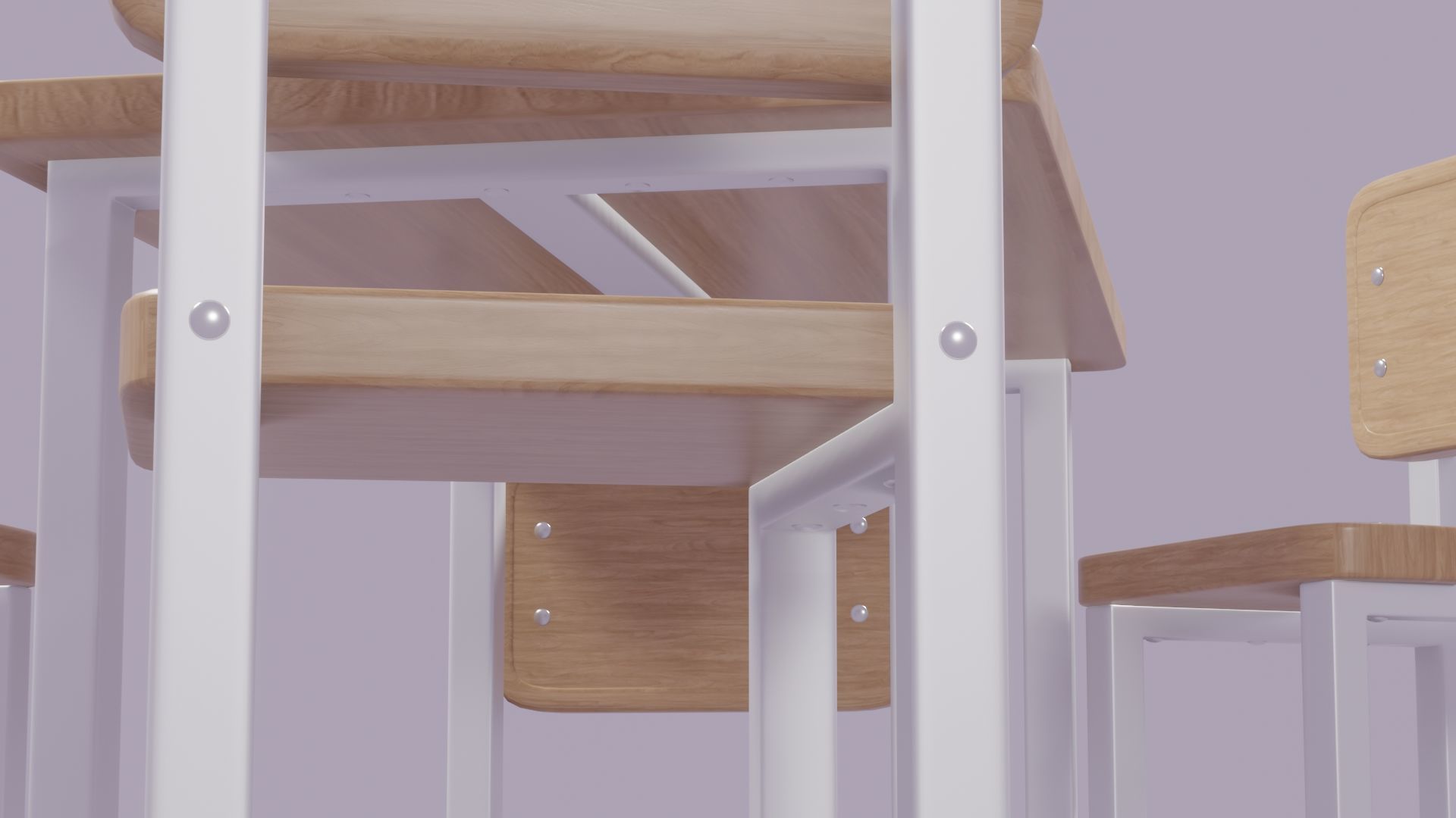 Low Poly 3D Blender Desk-table-chairs Low-poly 3D model_8