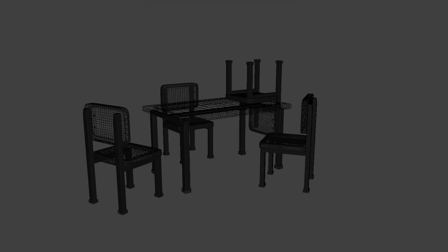 Low Poly 3D Blender Desk-table-chairs Low-poly 3D model_14