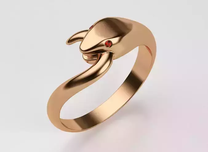 Snake ring with stones in the eyes Free 3D print model