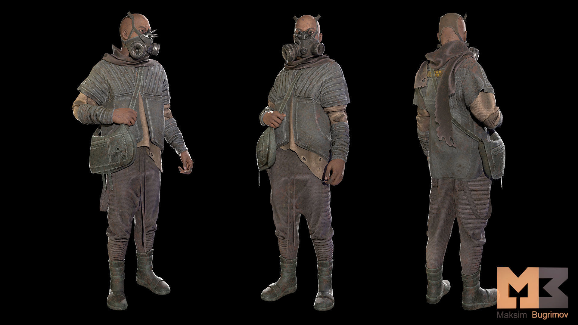 NPC Postapocalypse 01 Low-poly 3D model_5