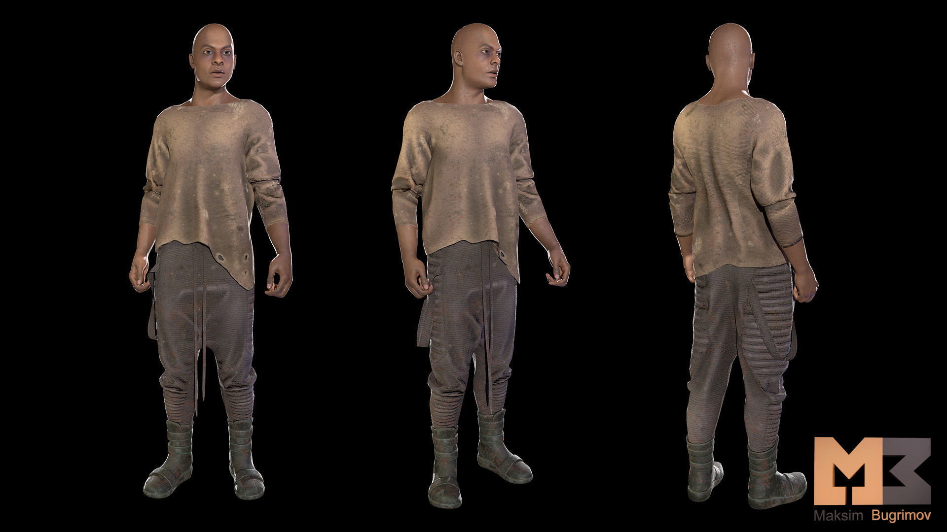 NPC Postapocalypse 01 Low-poly 3D model_8