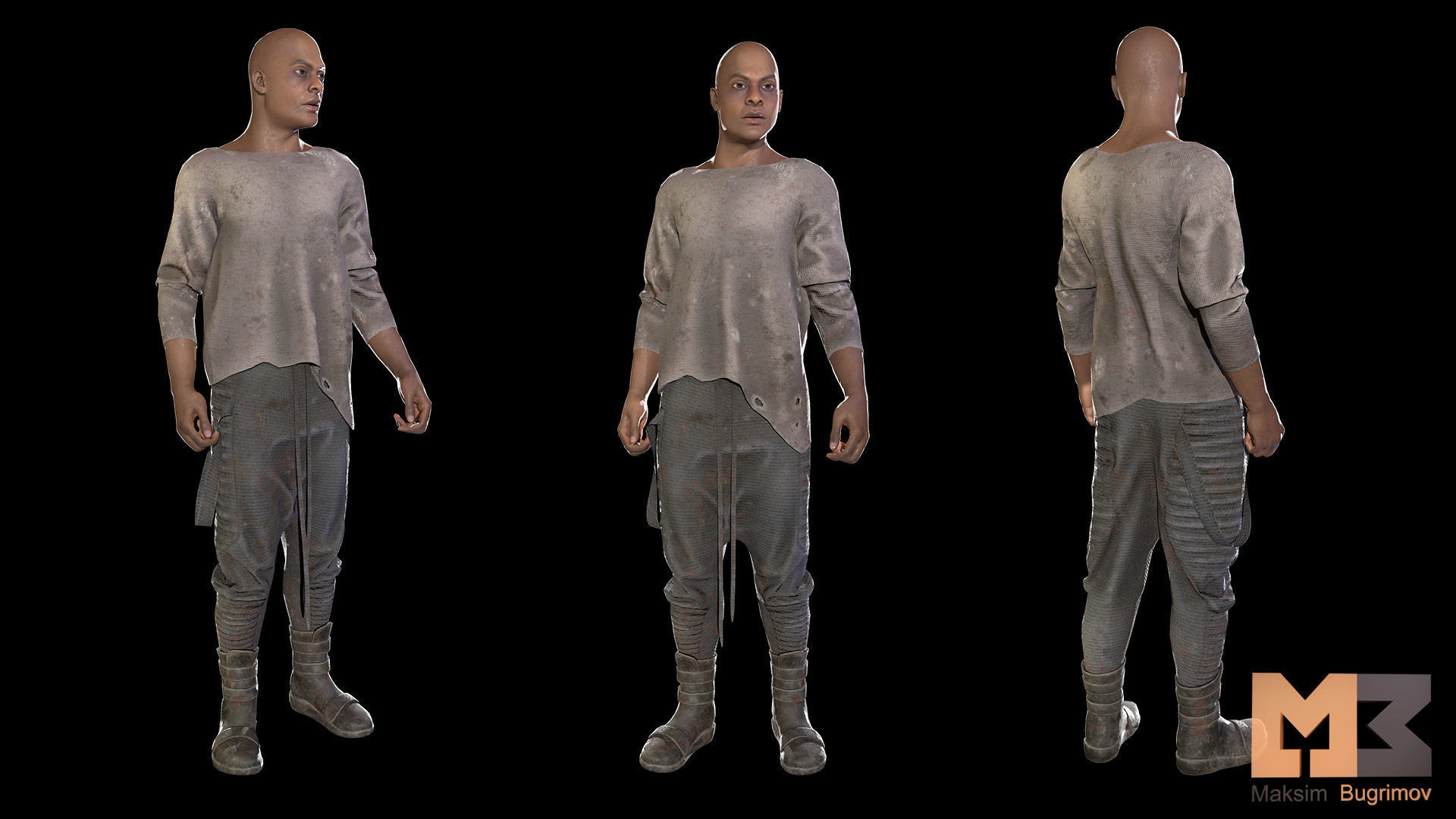 NPC Postapocalypse 01 Low-poly 3D model_7