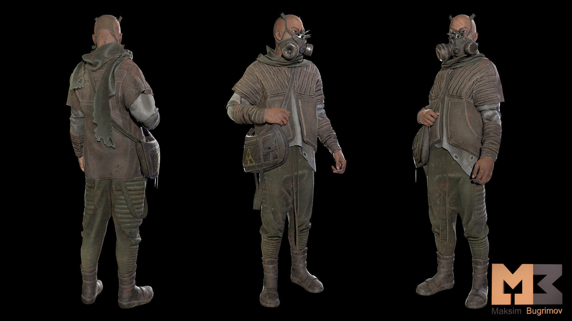 NPC Postapocalypse 01 Low-poly 3D model_6