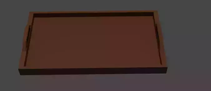 Brown Wooden Tray with Handles Realistic 3D Model Free 3D model