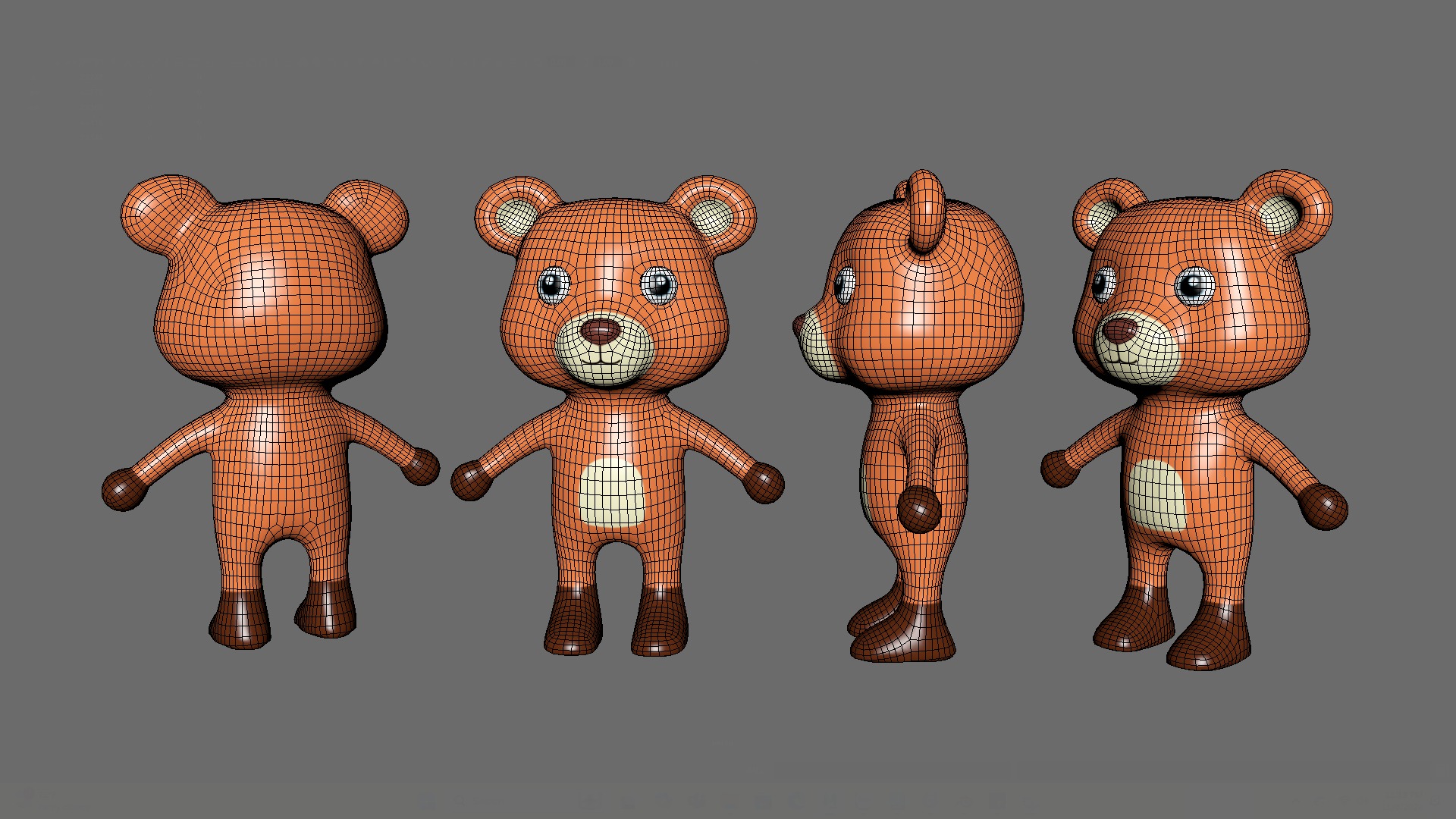 High-Quality 3D Cute Bear for Games Low-poly 3D model_10