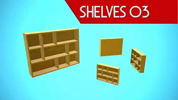 SHELVES 03 CARTOON STYLIZED Low-poly 3D model