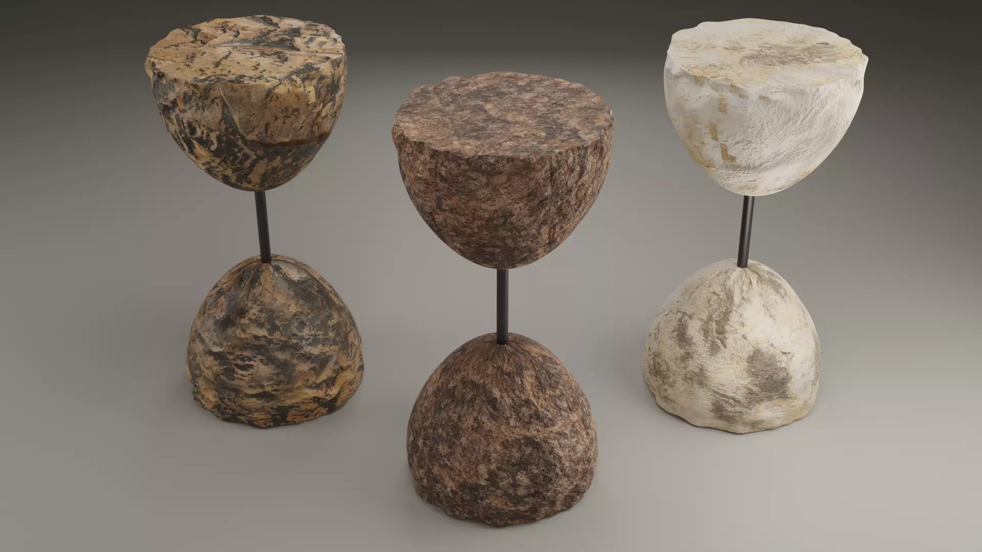 Designer stone bar stool Low-poly 3D model