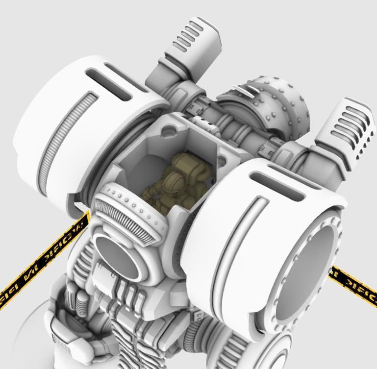 Project Old School-Vintage 28mm Combat Mech 3D print model_15
