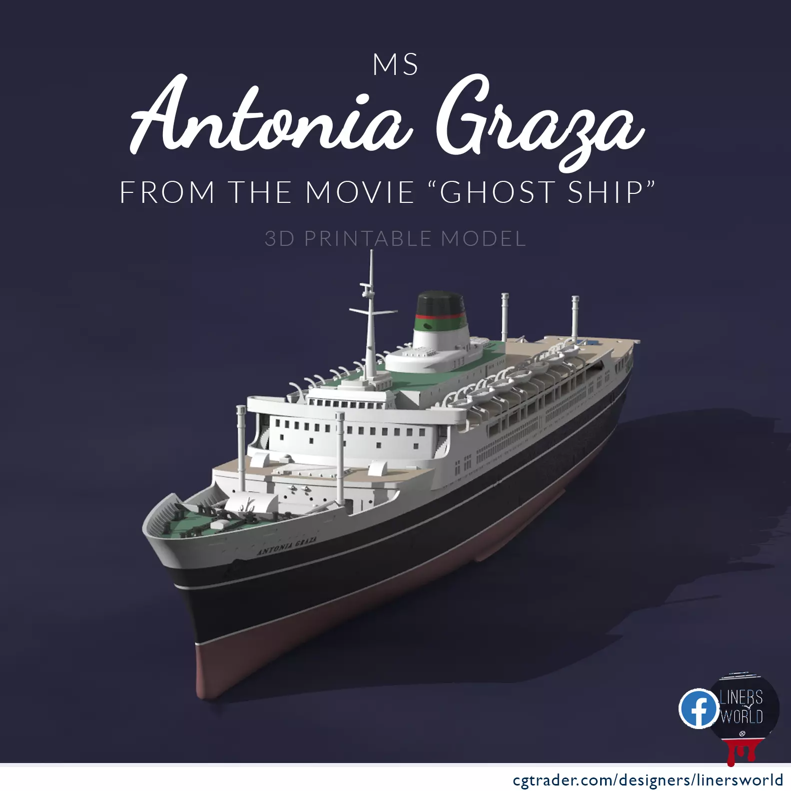 MS ANTONIA GRAZA fictional ocean liner from the movie Ghost Ship 3D model  3D printable | CGTrader, image size:1583x1583