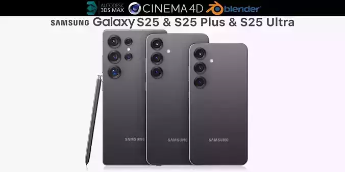Samsung Galaxy S25 and S25 Plus and S25 Ultra v1 3D model