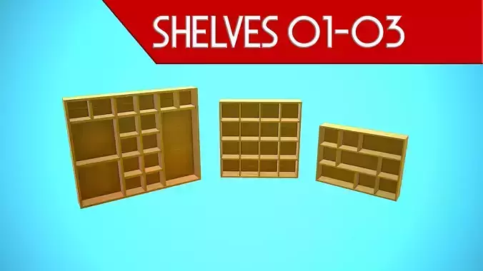 SHELVES 01-03 CARTOON STYLIZED 3D Model Collection