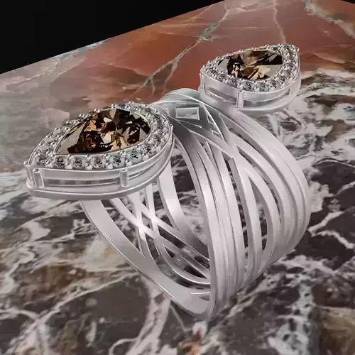 Jewerly ring with pear gemstone and diamond 3D model 3D model