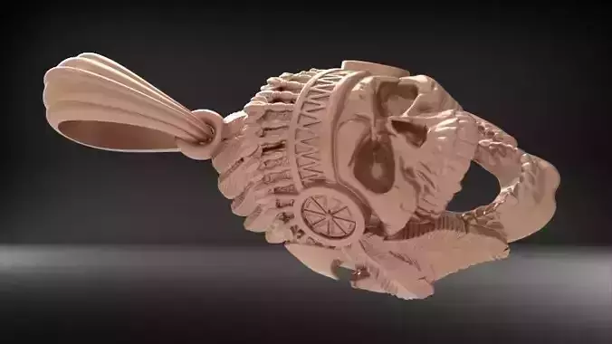 Skull with Headress Charm 3D print model