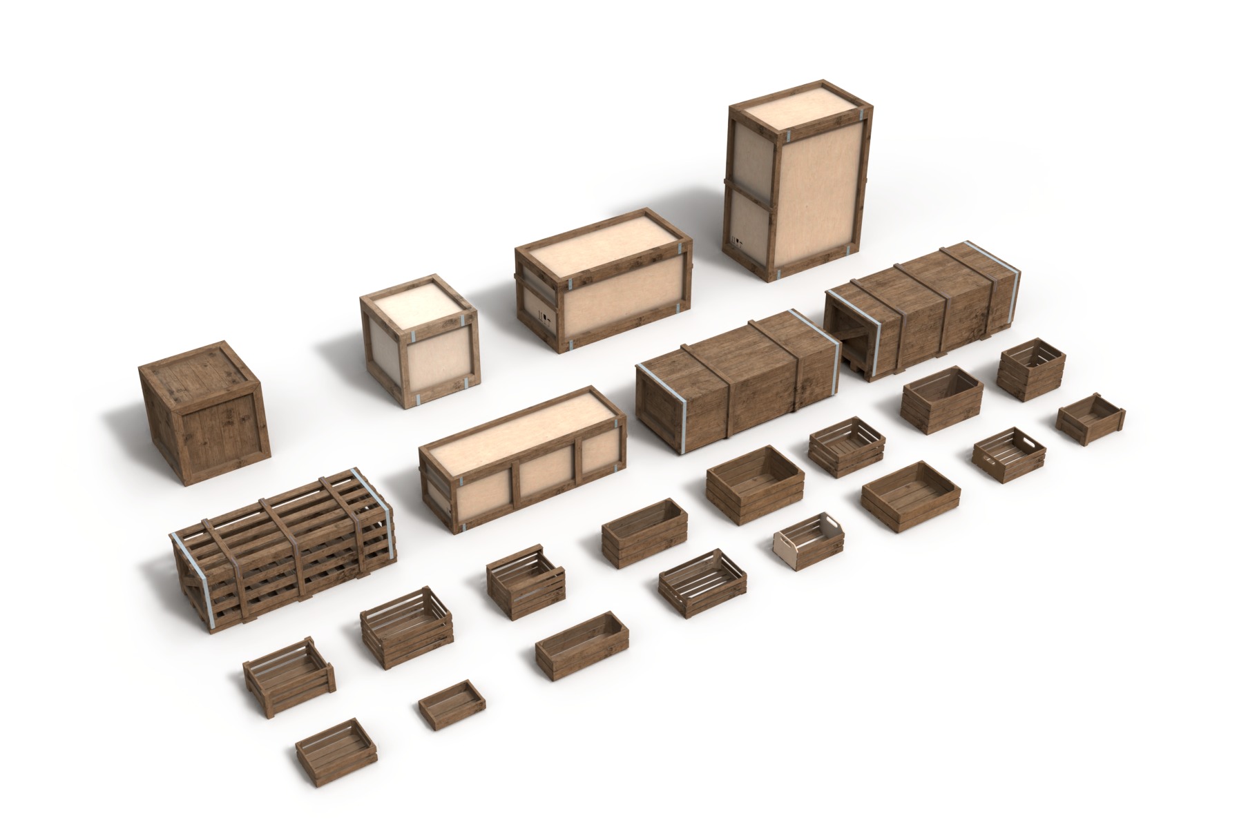 Aset Wooden Crate 3D 3D model_1