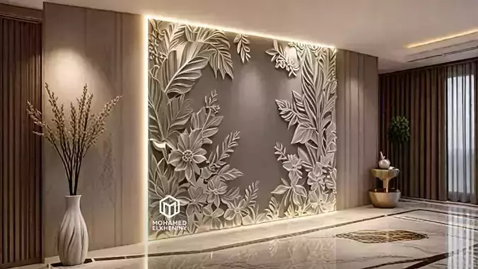 modern panel wall decor set wall relief mural CNC 121 