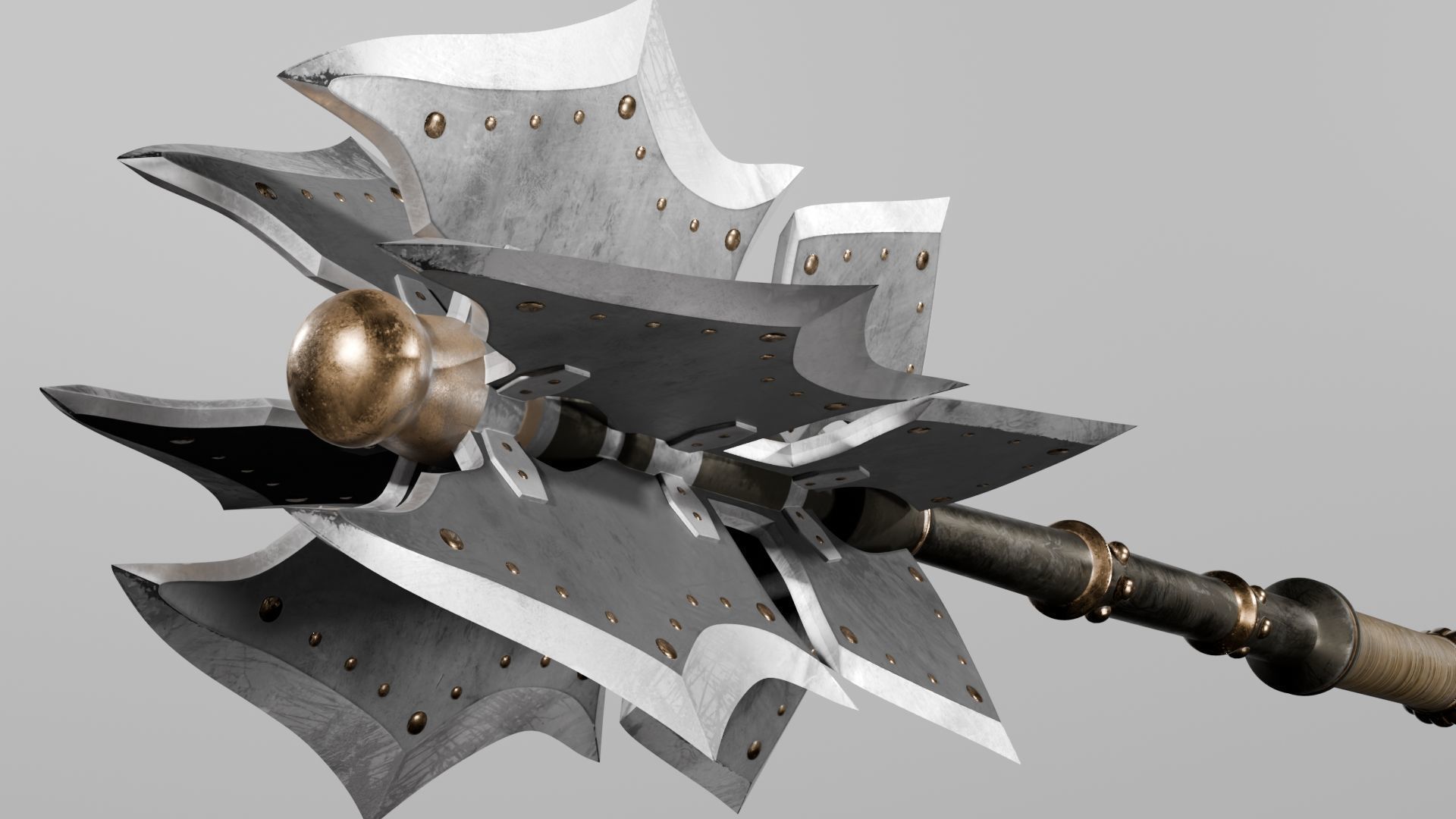 Battle Mace Low-poly 3D model_5