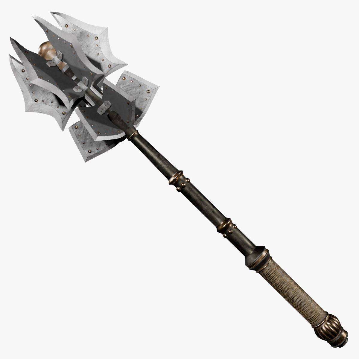 Battle Mace Low-poly 3D model_1