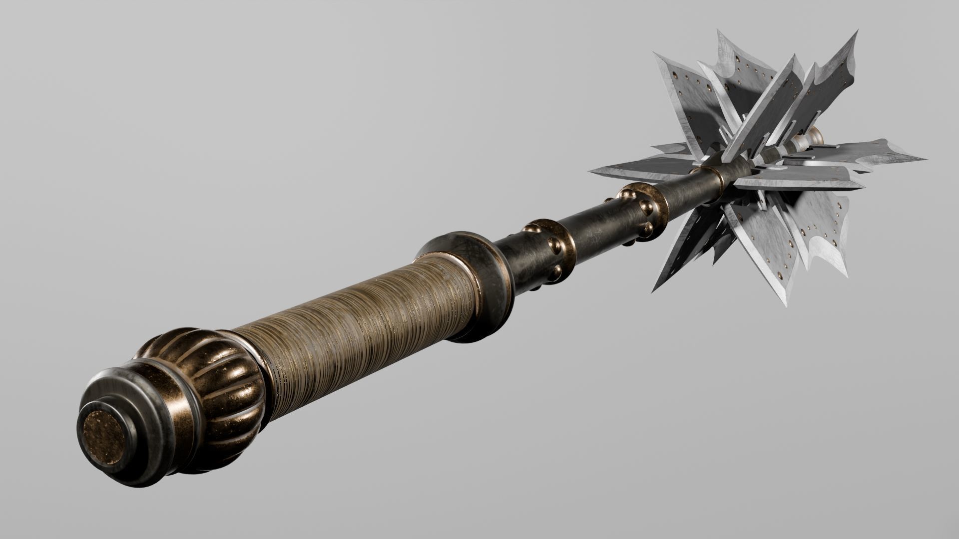 Battle Mace Low-poly 3D model_4