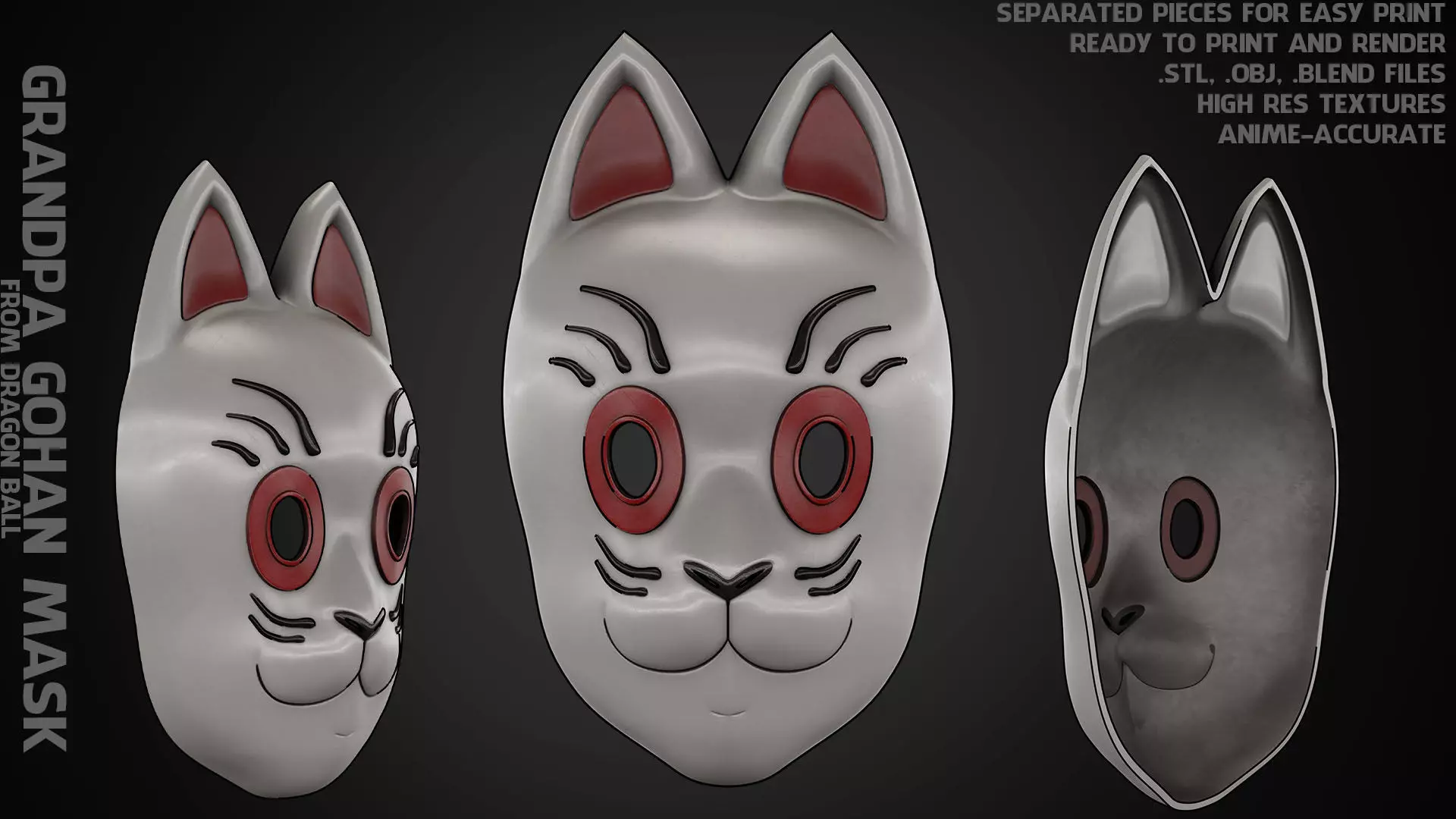 Dragon Ball Grandpa Son Gohan Mask for Cosplay 3D print model