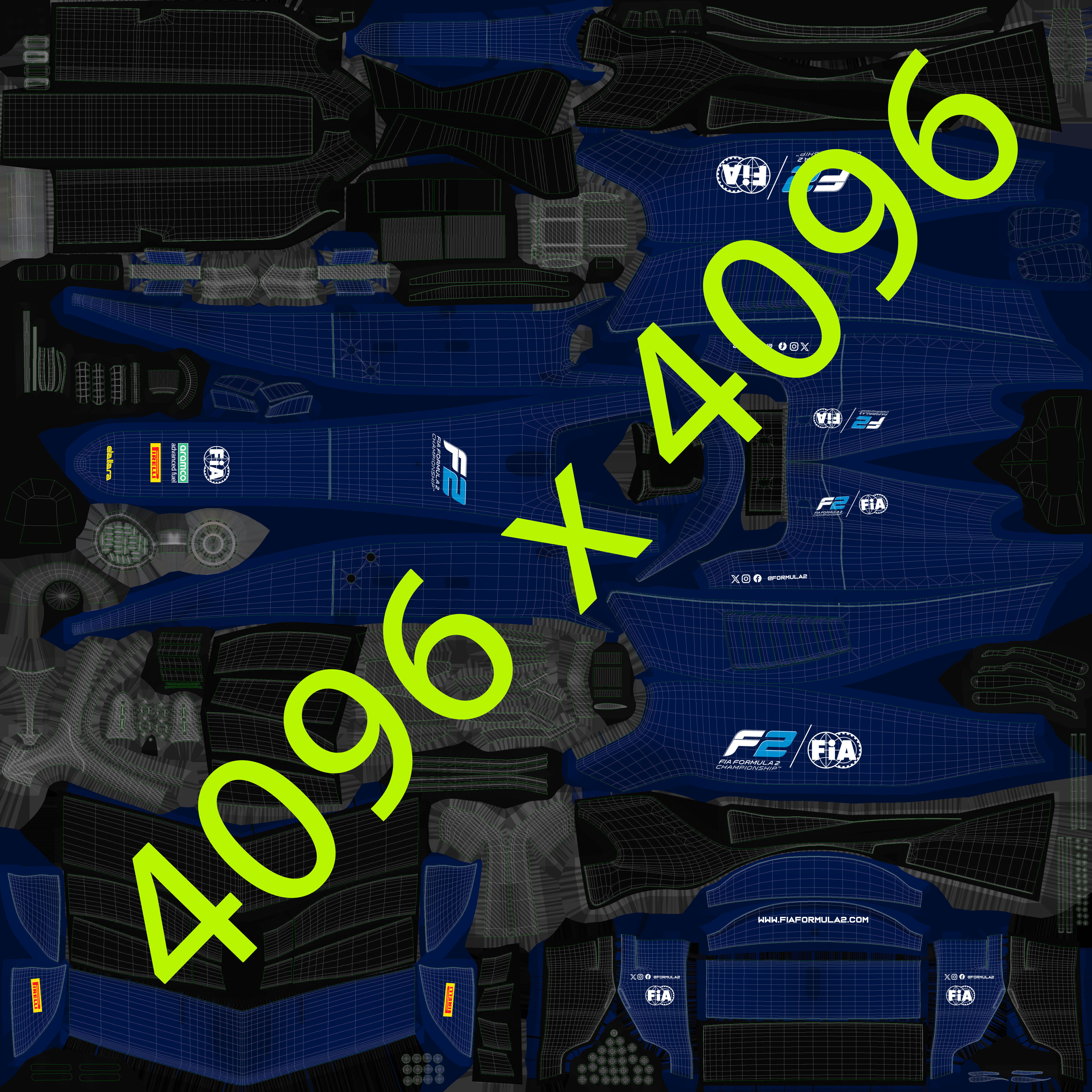 Dallara F2 2024 Template to livery  Low-poly 3D model_14